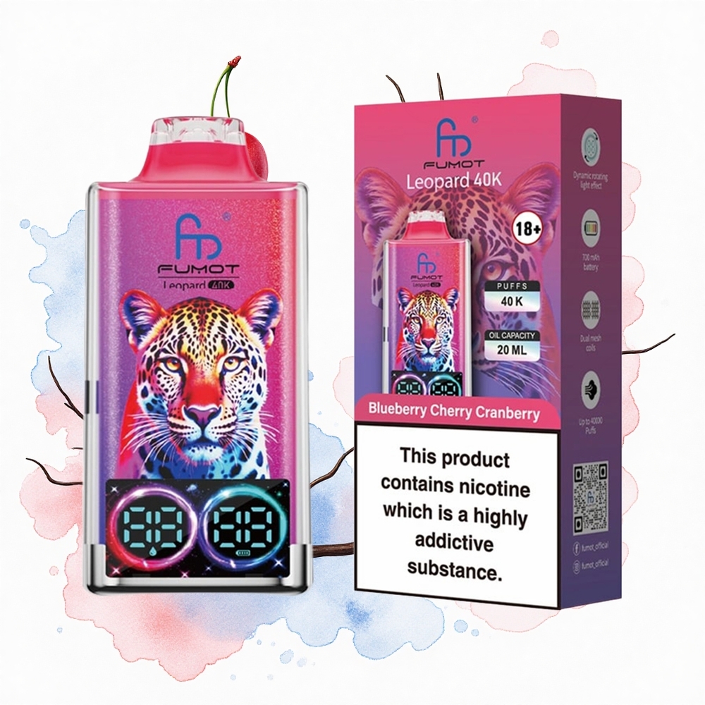 Fumot Leopard 40K Puffs Arándano Cereza Arándano Azul 5% Dual Mesh Tipo-C