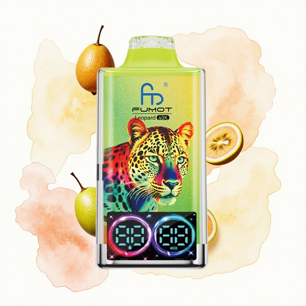 Fumot Leopard 40K Puffs Kiwi Maracuyá Guayaba con 5% Nicotina y Carga Tipo-C