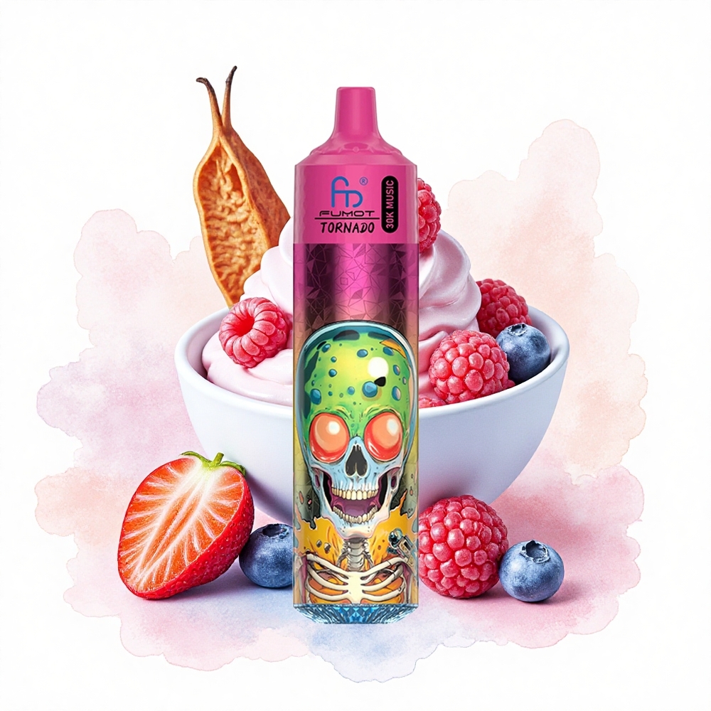 Fumot Randm Tornado 30000 Puffs Helado de Arándano Fresa Frambuesa con Pantalla LED y Batería Recargable