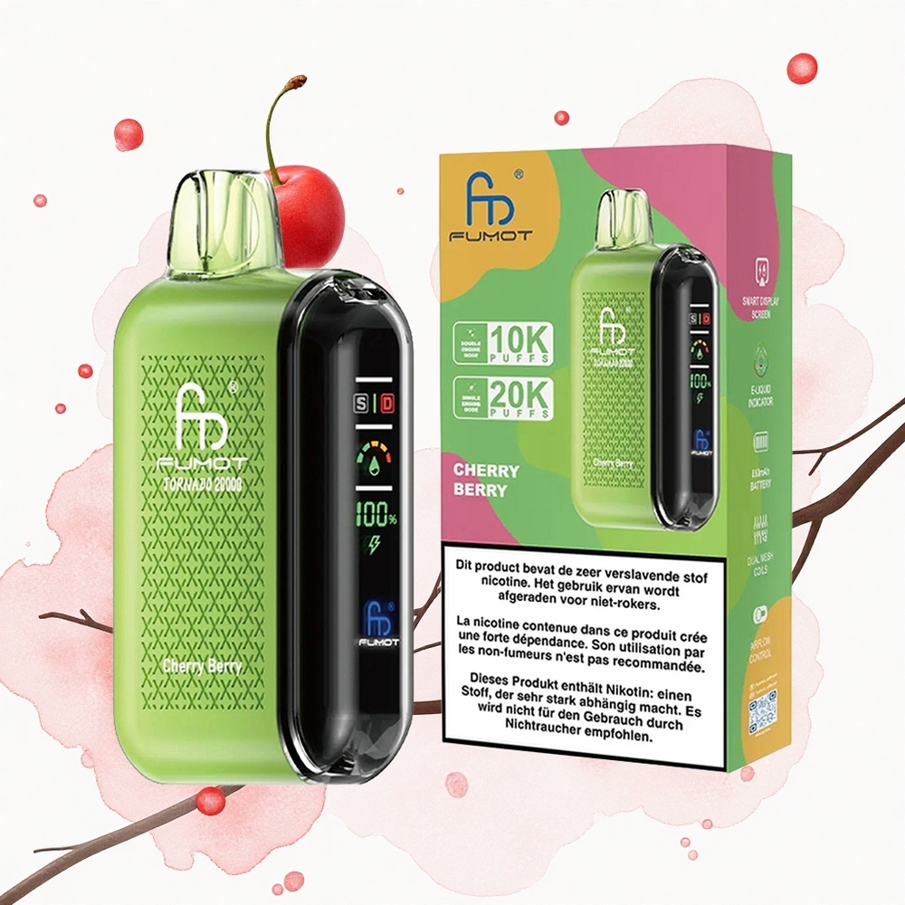 Fumot Tornado 20000 Puffs Baya Cereza Dual Malla 20ml