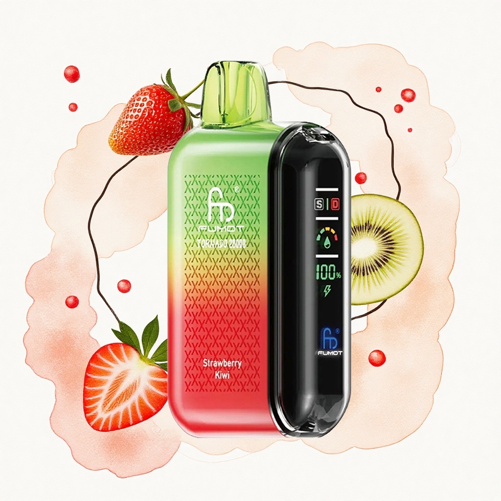 Fumot Tornado 20000 Puffs Fresa Kiwi Doble Malla Pantalla Inteligente