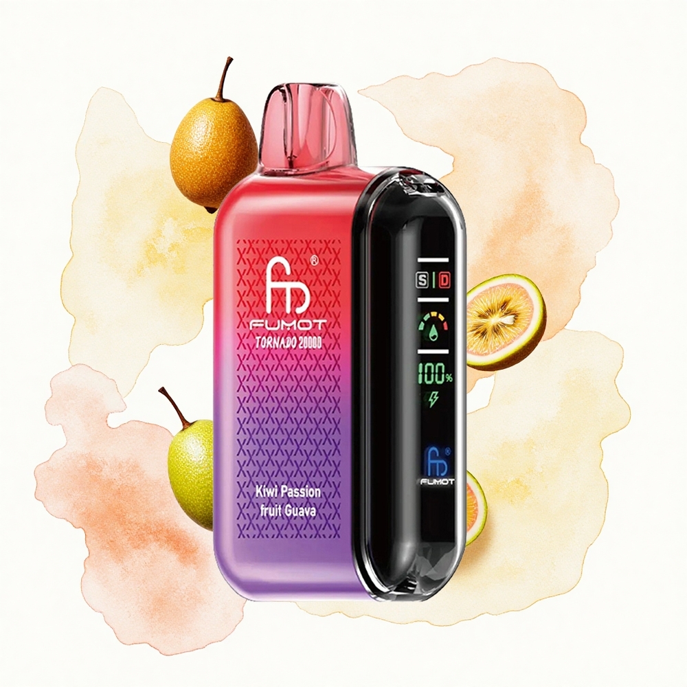 Fumot Tornado 20000 Puffs Kiwi Maracuyá Guayaba con Batería Recargable y Control de Flujo de Aire