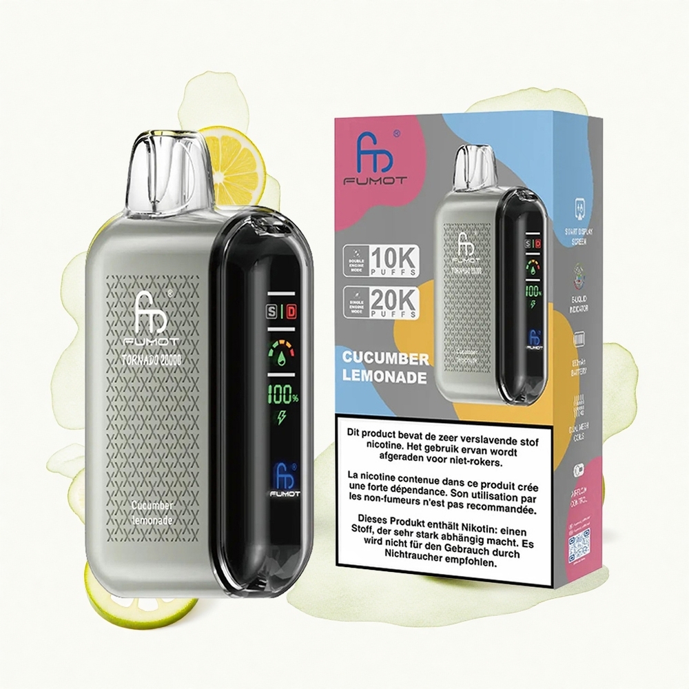 Fumot Tornado 20000 Puffs Limón Pepino Dual Malla