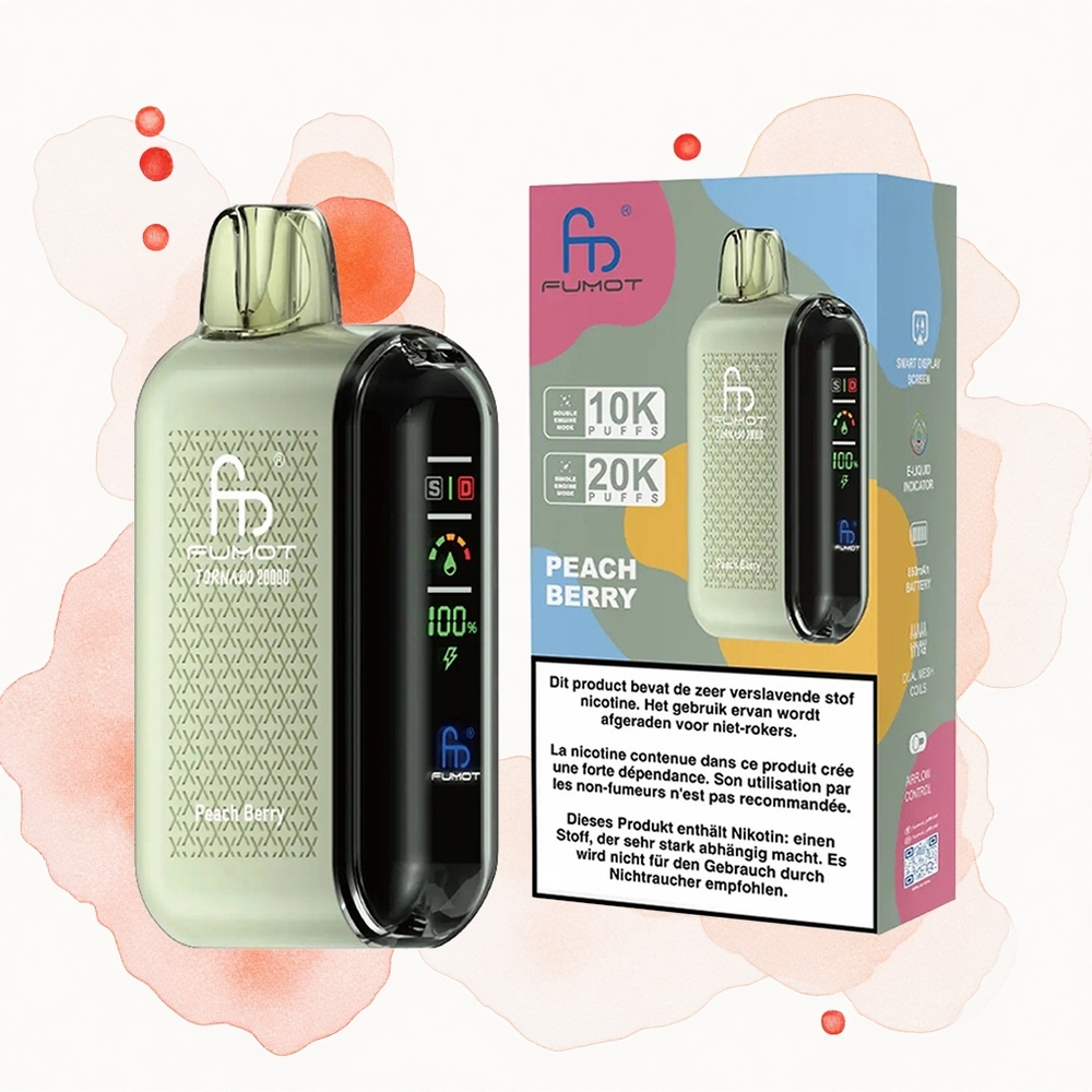 Fumot Tornado 20000 Puffs Melocotón Baya Dual Malla