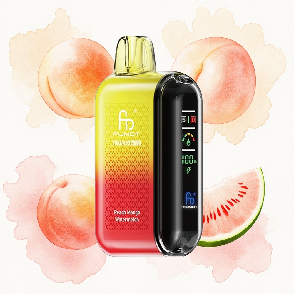 Fumot Tornado 20000 Puffs Melocotón Mango Sandía con Batería Recargable y Control de Flujo de Aire