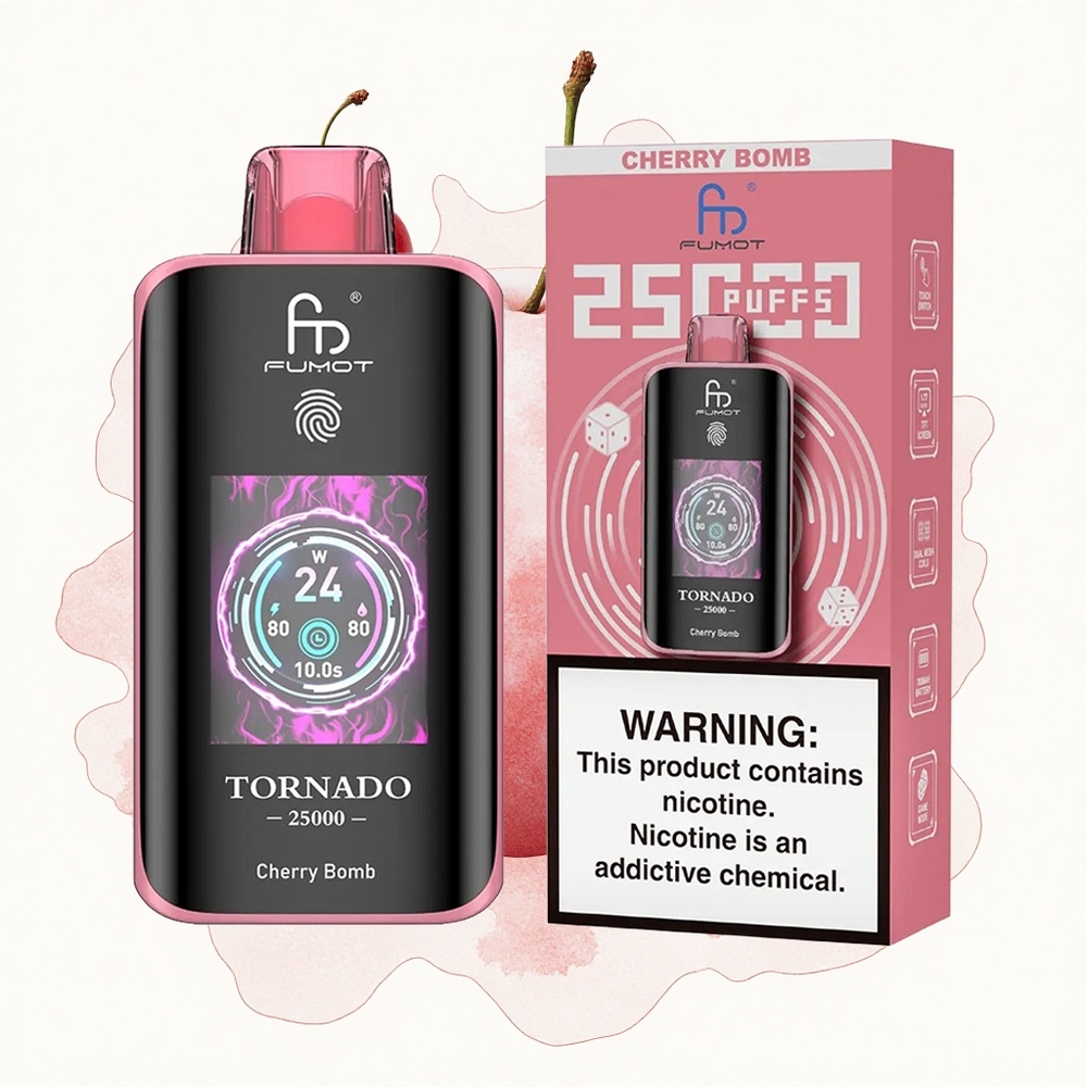 Fumot Tornado 25000 Puffs Bomba Cereza HD 20ml Tipo-C