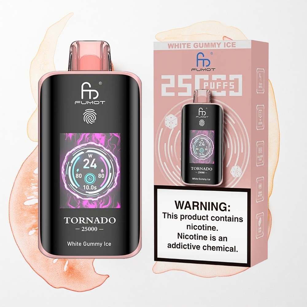 Fumot Tornado 25000 Puffs Goma Blanca Hielo HD 700mAh Tipo-C