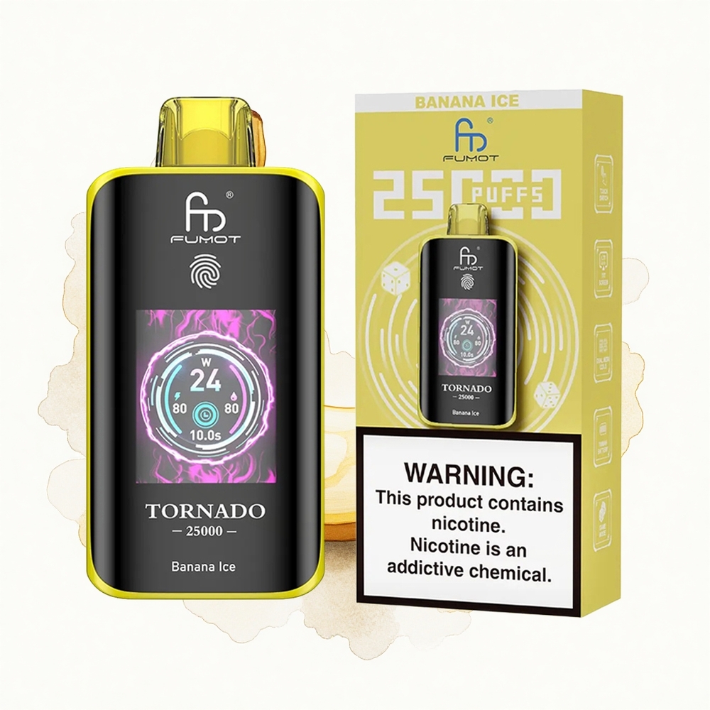 Fumot Tornado 25000 Puffs Helado de Plátano HD 700mAh Tipo-C