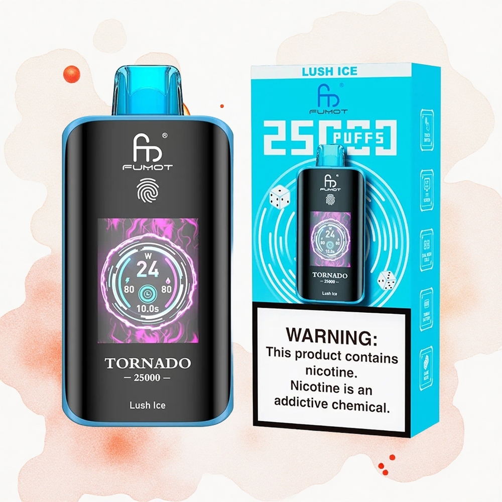 Fumot Tornado 25000 Puffs Hielo Lujoso HD con Batería Recargable y Tipo-C