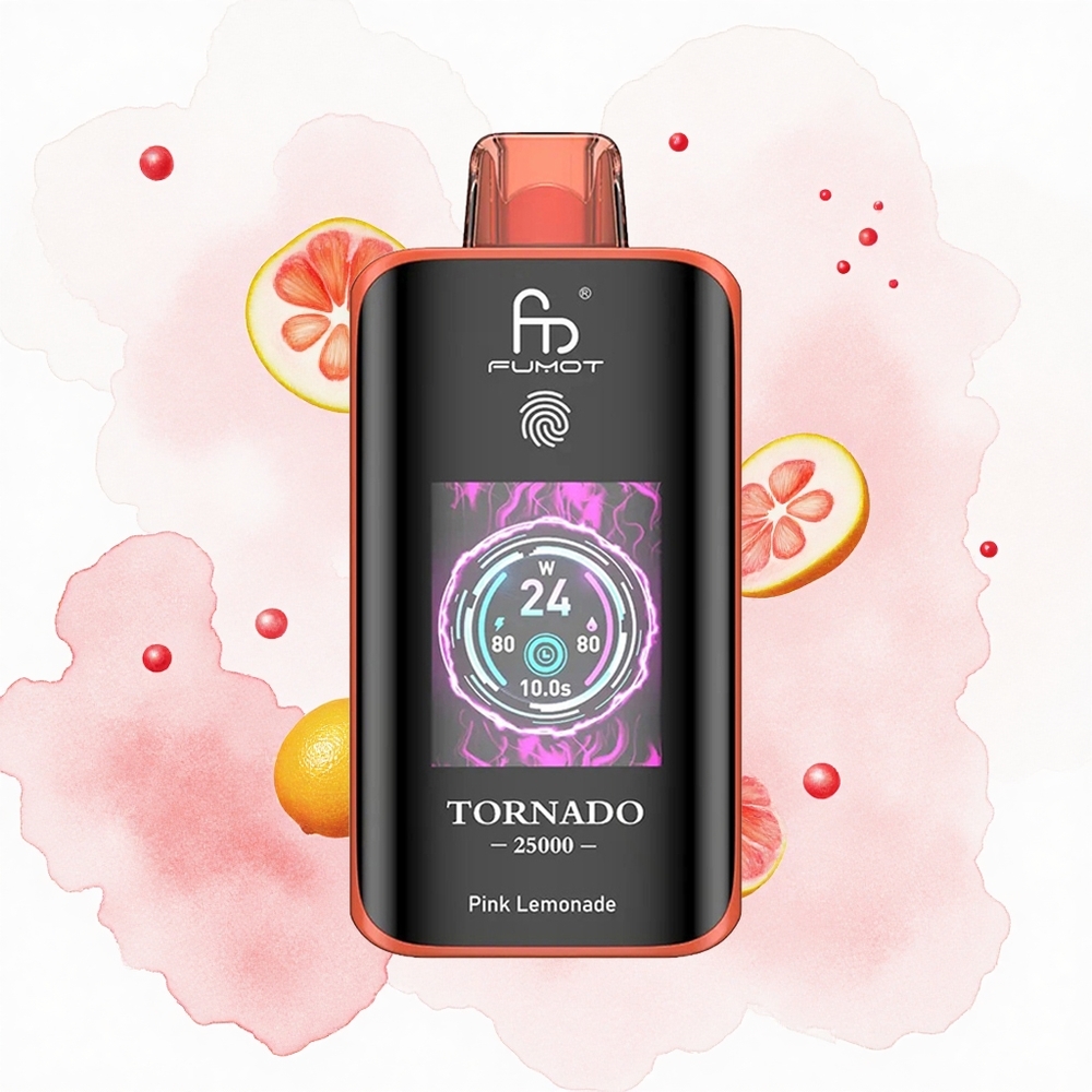 Fumot Tornado 25000 Puffs Limonada Rosa HD Pantalla 700mAh Tipo-C