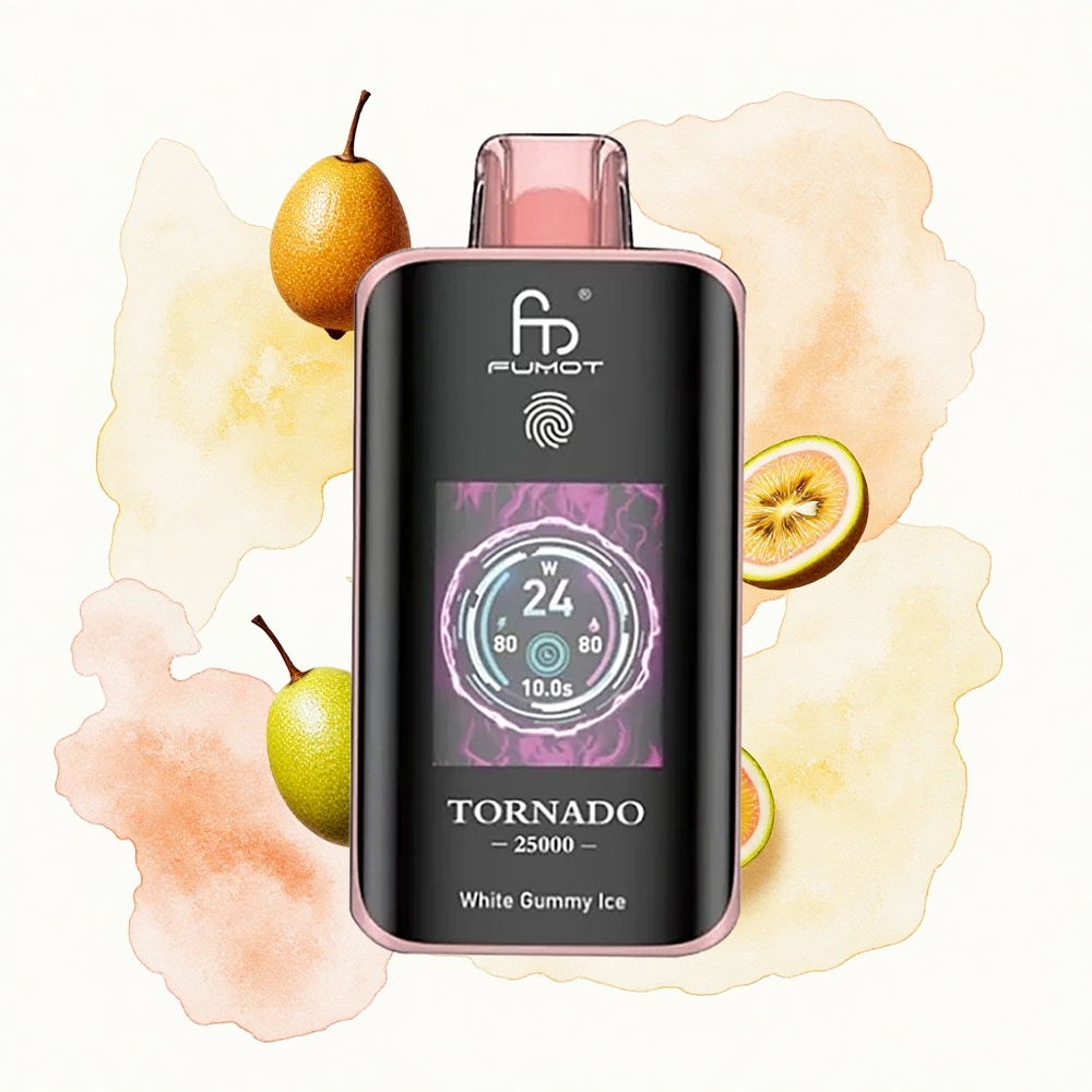 Fumot Tornado 25000 Puffs Maracuyá Fruta de la Pasión Kiwi con Pantalla HD y Batería Recargable