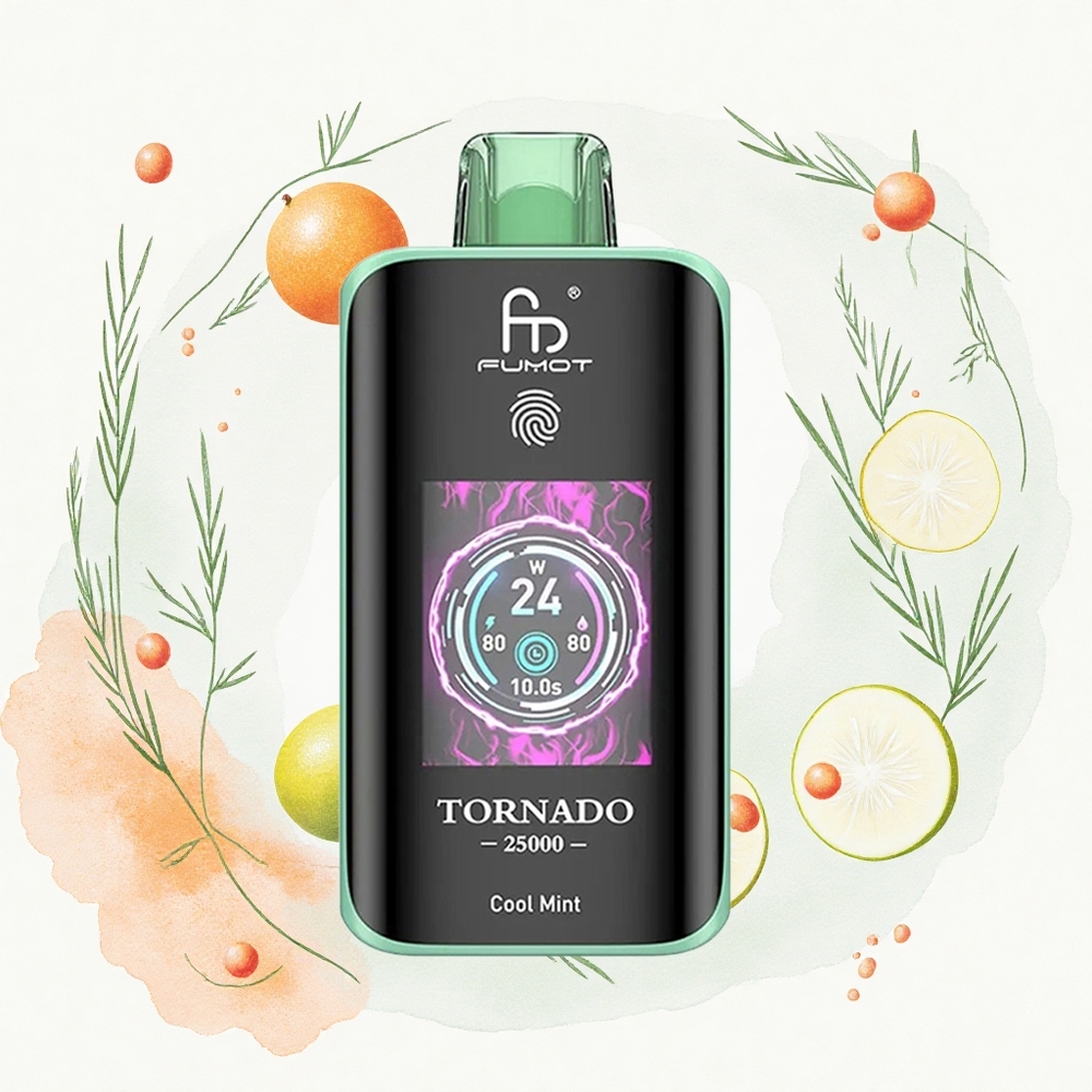 Fumot Tornado 25000 Puffs Menta Fresca HD Pantalla 20ml Batería Recargable