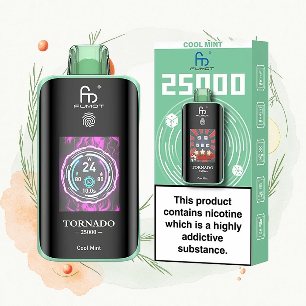 Fumot Tornado 25000 Puffs Menta Fresca HD Pantalla 20ml Batería Recargable