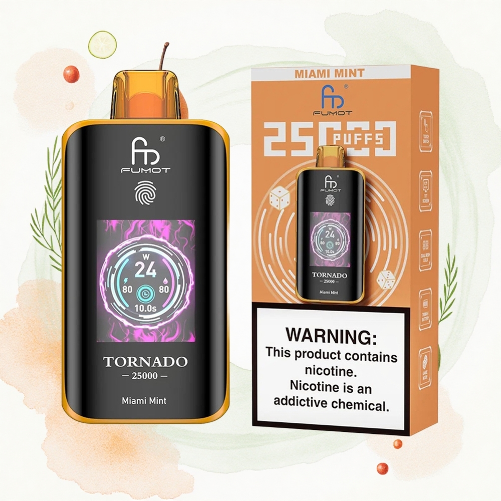 Fumot Tornado 25000 Puffs Menta de Miami Pantalla HD 20ml Tipo-C