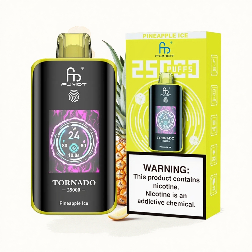 Fumot Tornado 25000 Puffs Piña Hielo HD Pantalla 700mAh Tipo-C