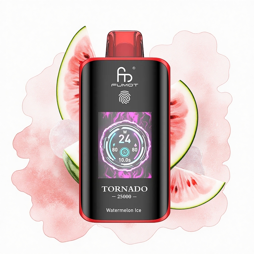Fumot Tornado 25000 Puffs Sandía Hielo con Pantalla HD y Batería Recargable