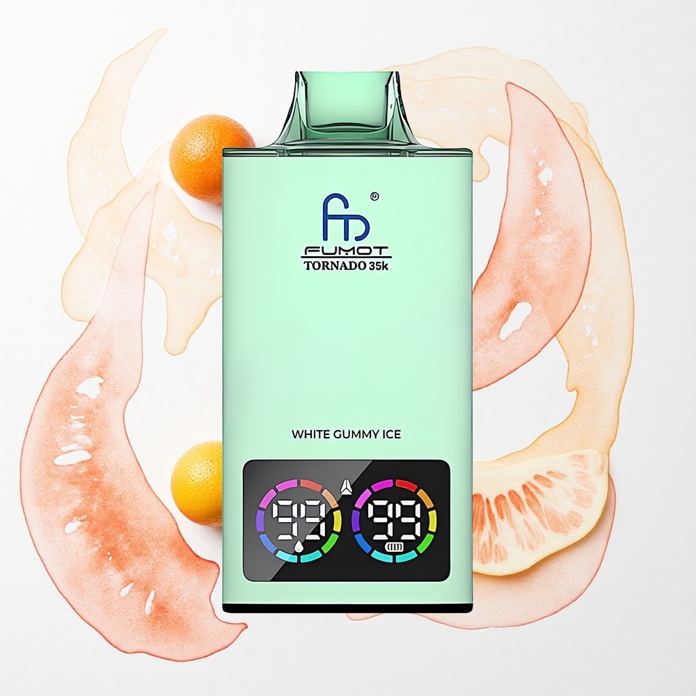 Fumot Tornado 35000 Puffs Goma Blanca Hielo con Doble Malla y Luces RGB