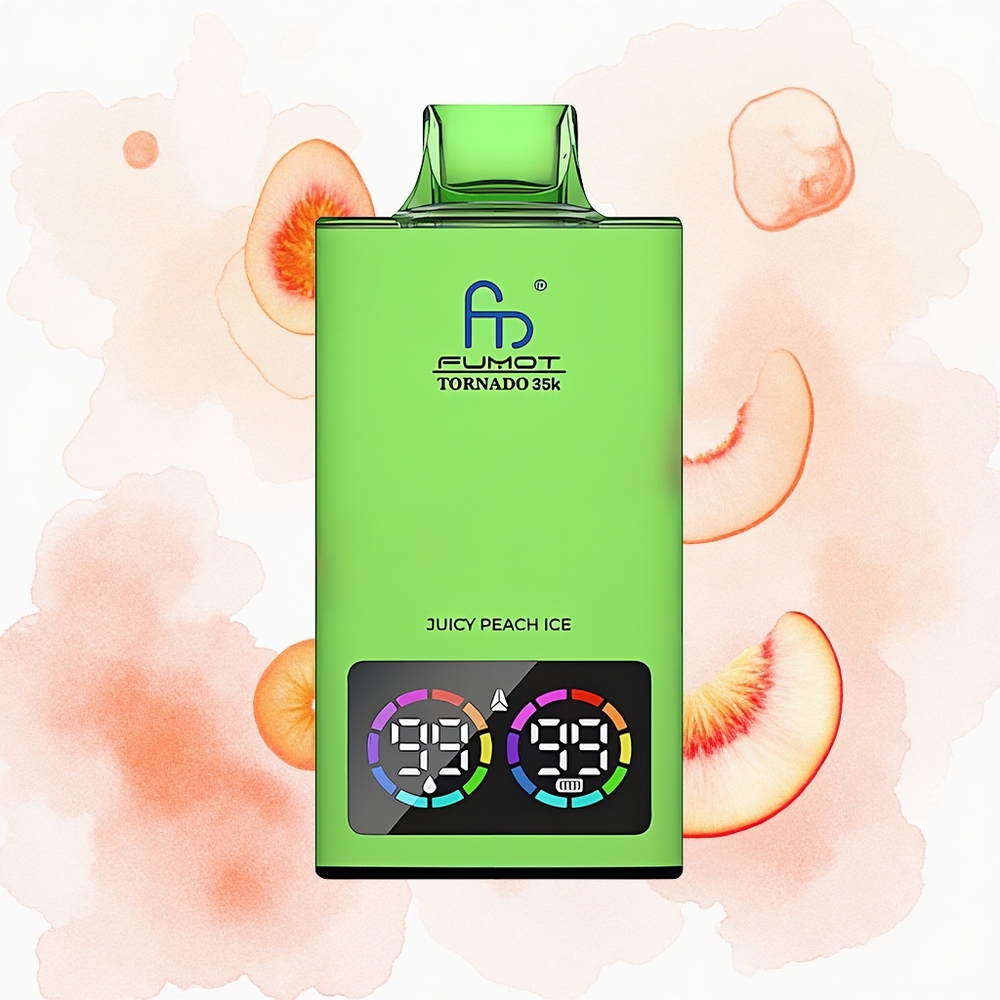 Fumot Tornado 35000 Puffs Melocotón Jugoso Hielo con Bobina Dual y Luces RGB Variables