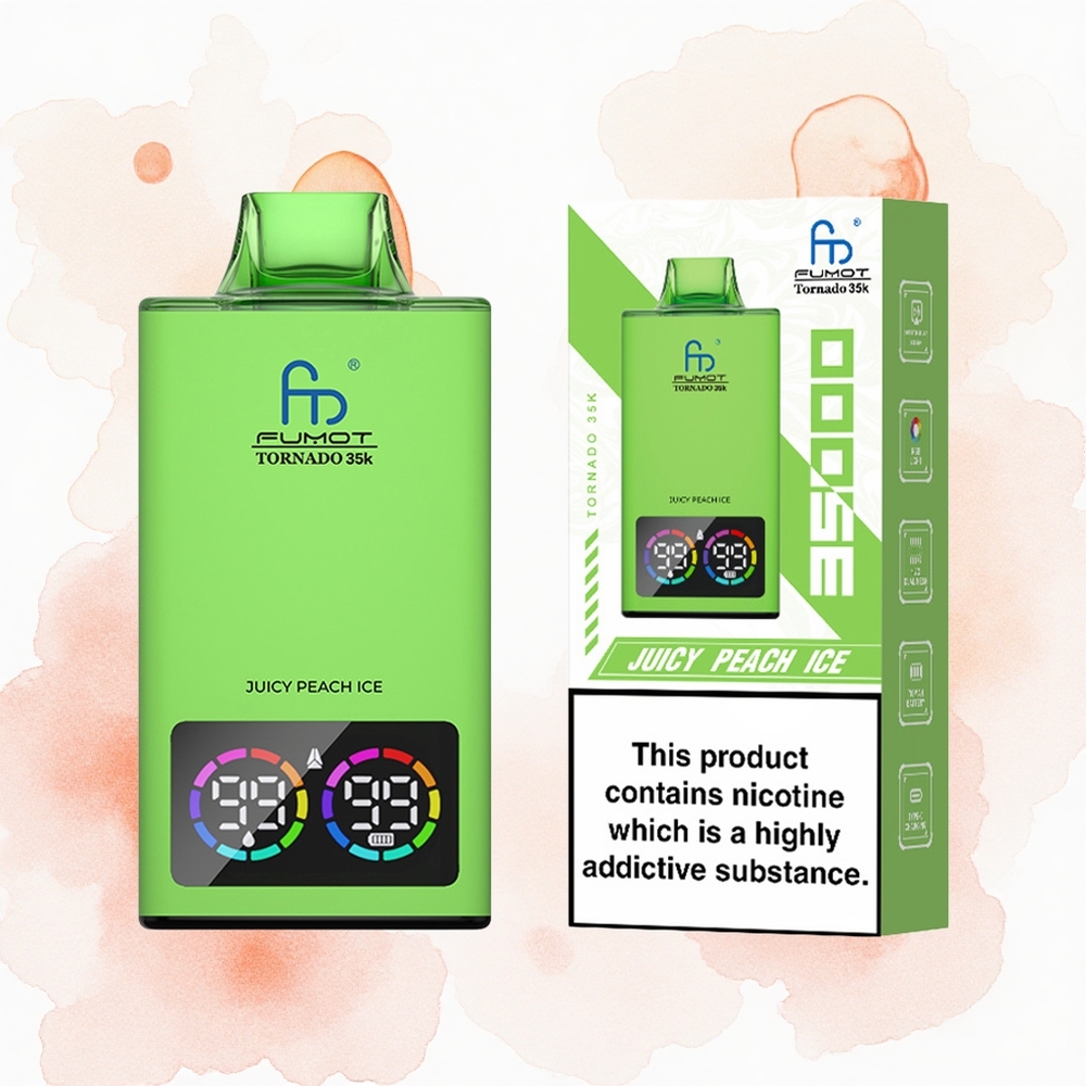Fumot Tornado 35000 Puffs Melocotón Jugoso Hielo con Bobina Dual y Luces RGB Variables