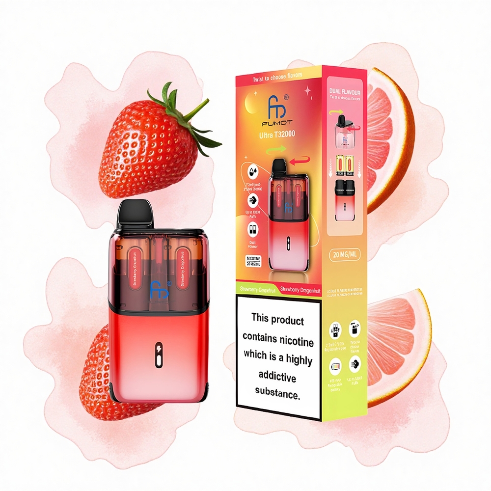 Fumot Ultra T32000 Puffs Fresa Pomelo Rosa - Fresa Pitahaya con Carga Rápida Tipo-C y Bobina de Malla Avanzada