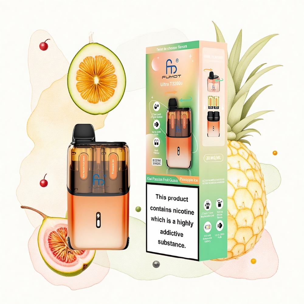 Fumot Ultra T32000 Puffs Kiwi Maracuyá Guayaba - Piña Hielo con Carga Rápida Tipo-C y 24ml de Líquido