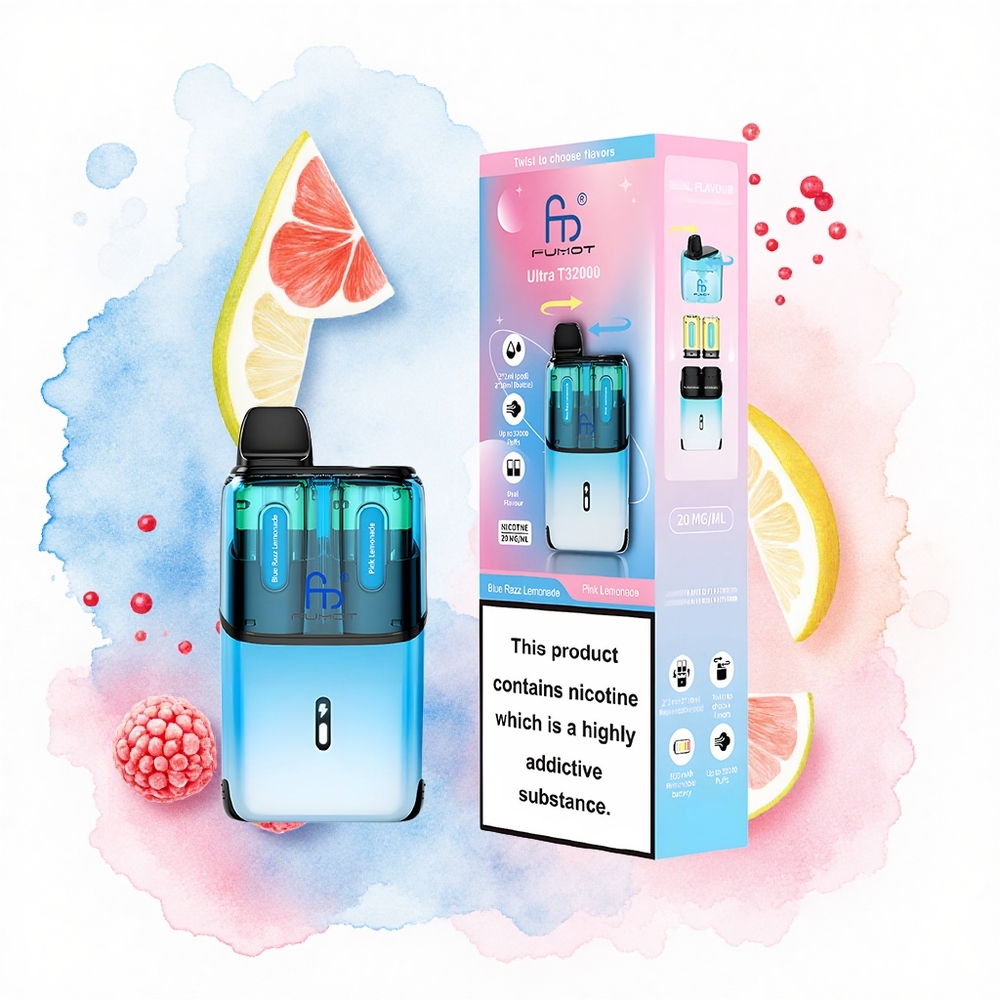 Fumot Ultra T32000 Puffs Limonada Rosa Azul - Limonada Rosada con Carga Rápida Tipo-C y Bobina Avanzada