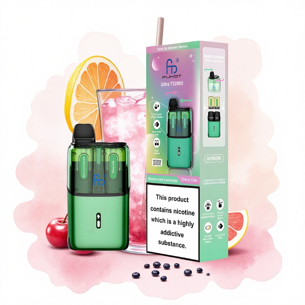 Fumot Ultra T32000 Puffs Limonada de Grosella Negra - Cola Cereza con Batería 800mAh y Carga Rápida Type-C