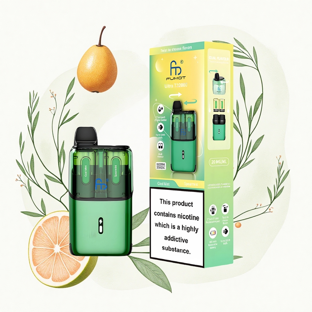 Fumot Ultra T32000 Puffs Menta Fresca - Hierbabuena con Carga Rápida Tipo-C y Resistencia de Malla Avanzada