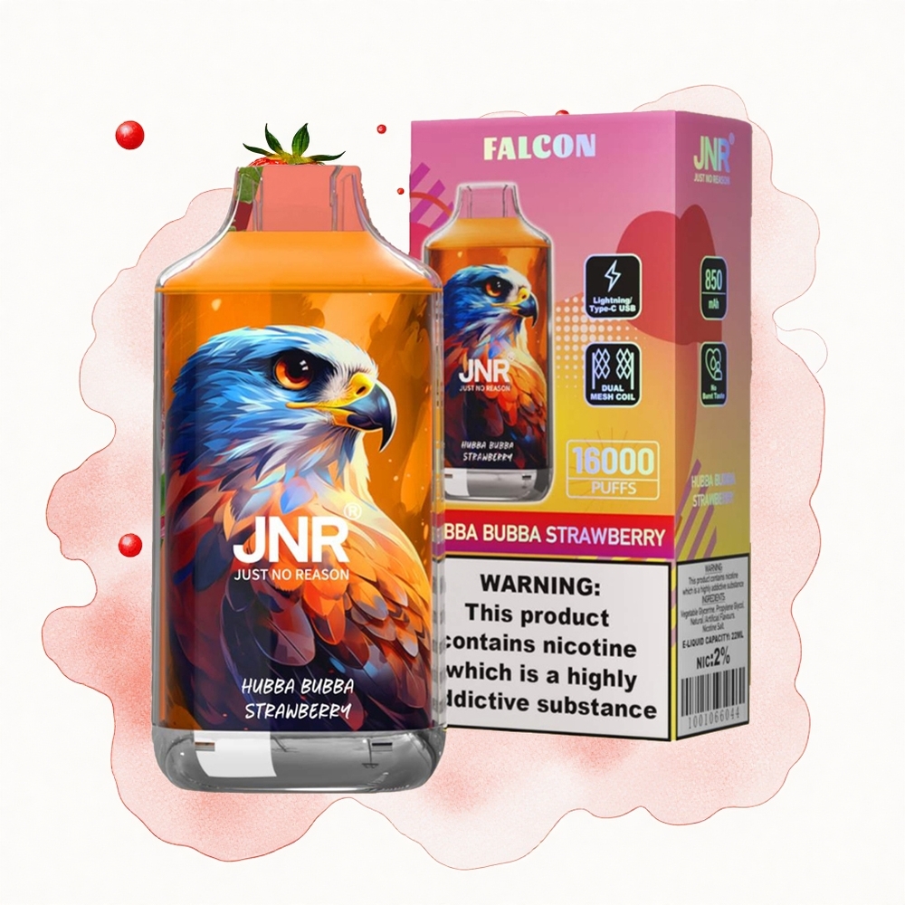 JNR Falcon 16000 Chicle Burbuja Fresa Dual Mesh 22ml