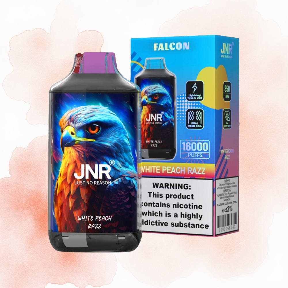 JNR Falcon 16000 Durazno Blanco Frambuesa 22ml Dual Mesh