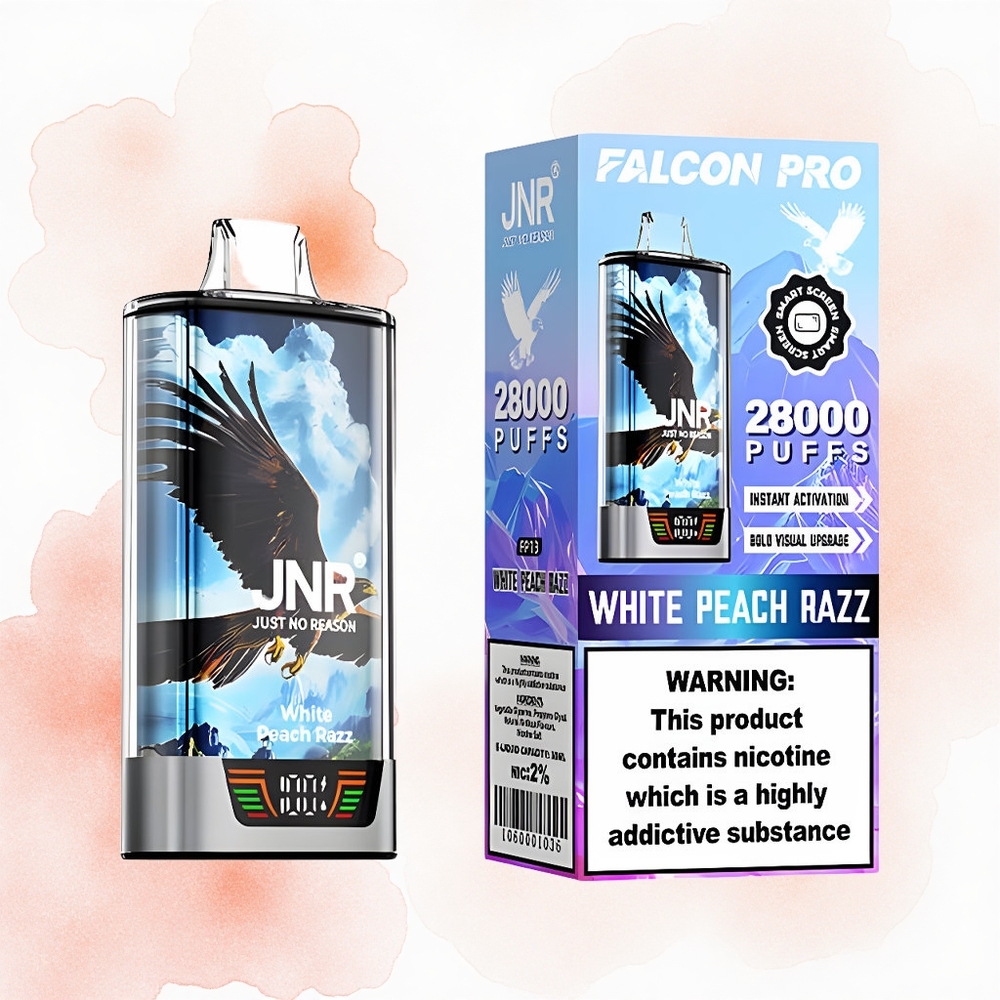 JNR Falcon Pro 28000 Durazno Blanco Frambuesa 30ml Dual Mesh