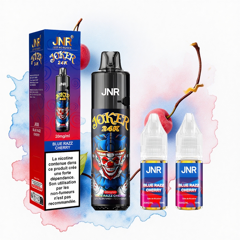 JNR Joker 24K Cereza Frambuesa Azul con 2% de Nicotina y Carga Tipo-C