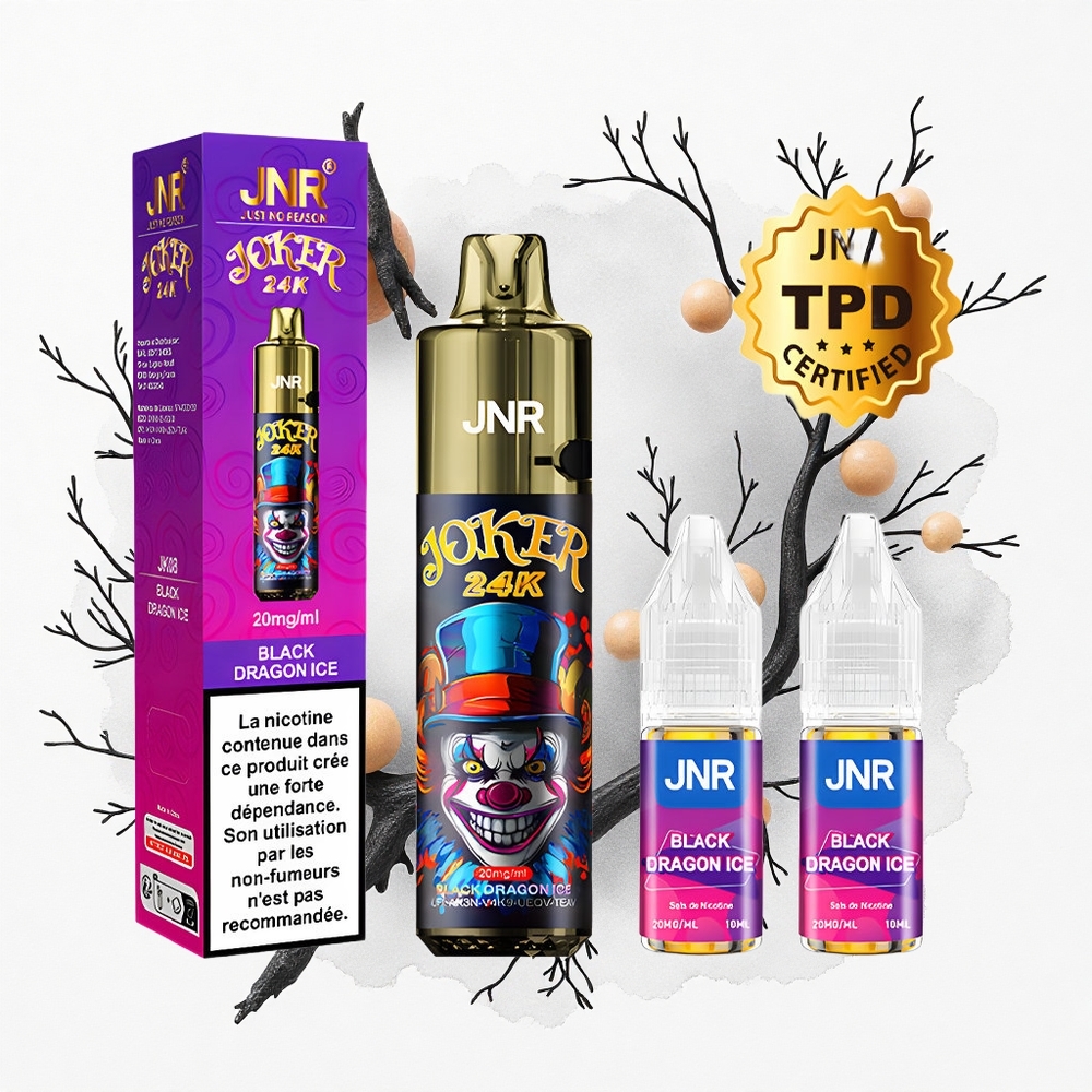 JNR Joker 24K Dragón Negro Hielo Recargable 2% Nicotina