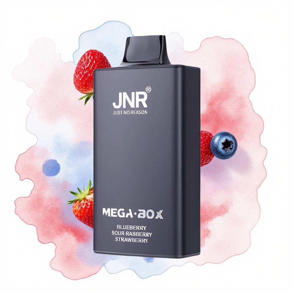 JNR Mega Box 25000 Arándano Agrio Frambuesa Fresa con Doble Malla y Carga Rápida
