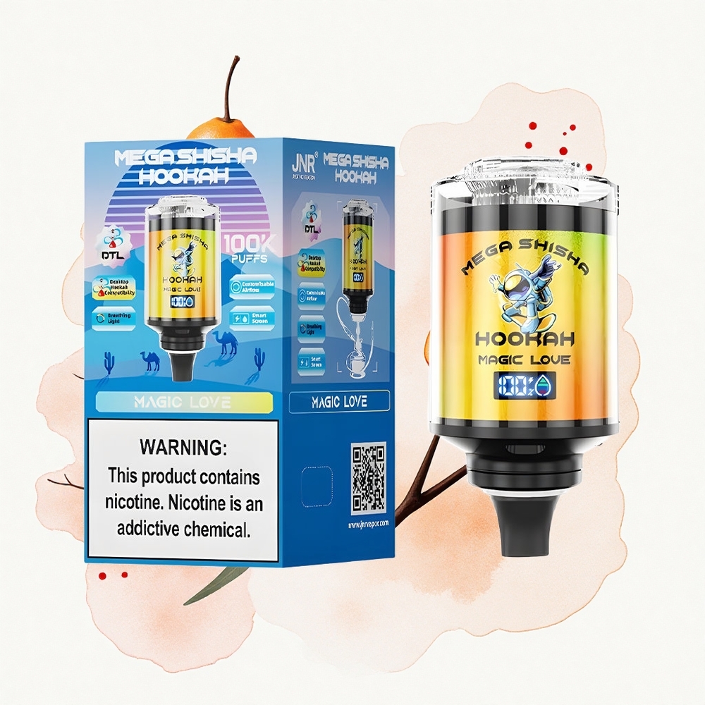 JNR Mega Shisha Hookah 100K Amor Mágico Pantalla Inteligente 2200mAh Carga Rápida