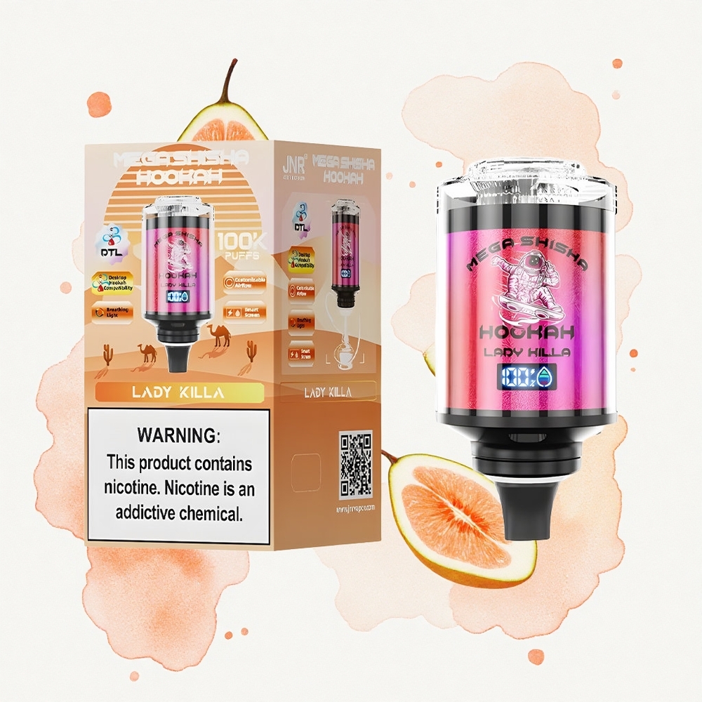 JNR Mega Shisha Hookah 100K Asesina de Caballeros Pantalla Inteligente 2200mAh