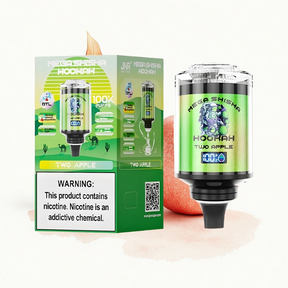 JNR Mega Shisha Hookah 100K Dos Manzanas Luz Inteligente Pantalla Ajustable