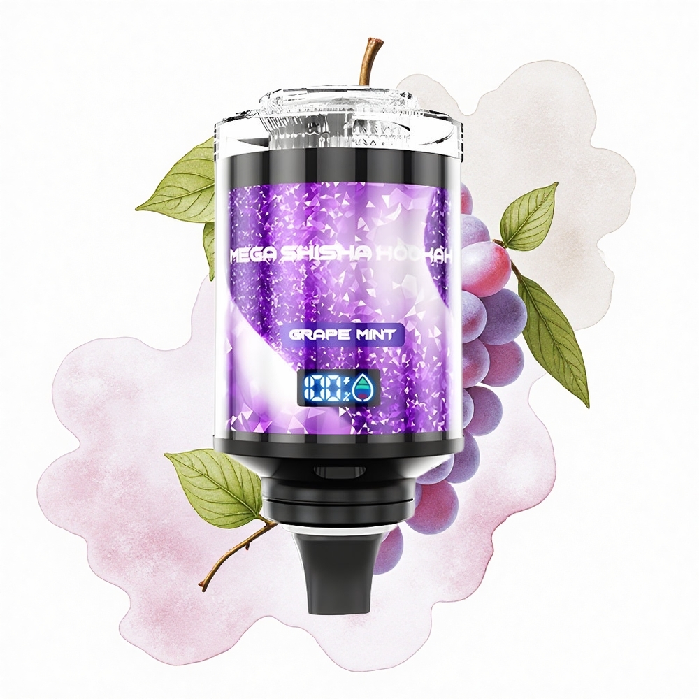 JNR Mega Shisha Hookah 100K Menta Uva Pantalla Inteligente 2200mAh