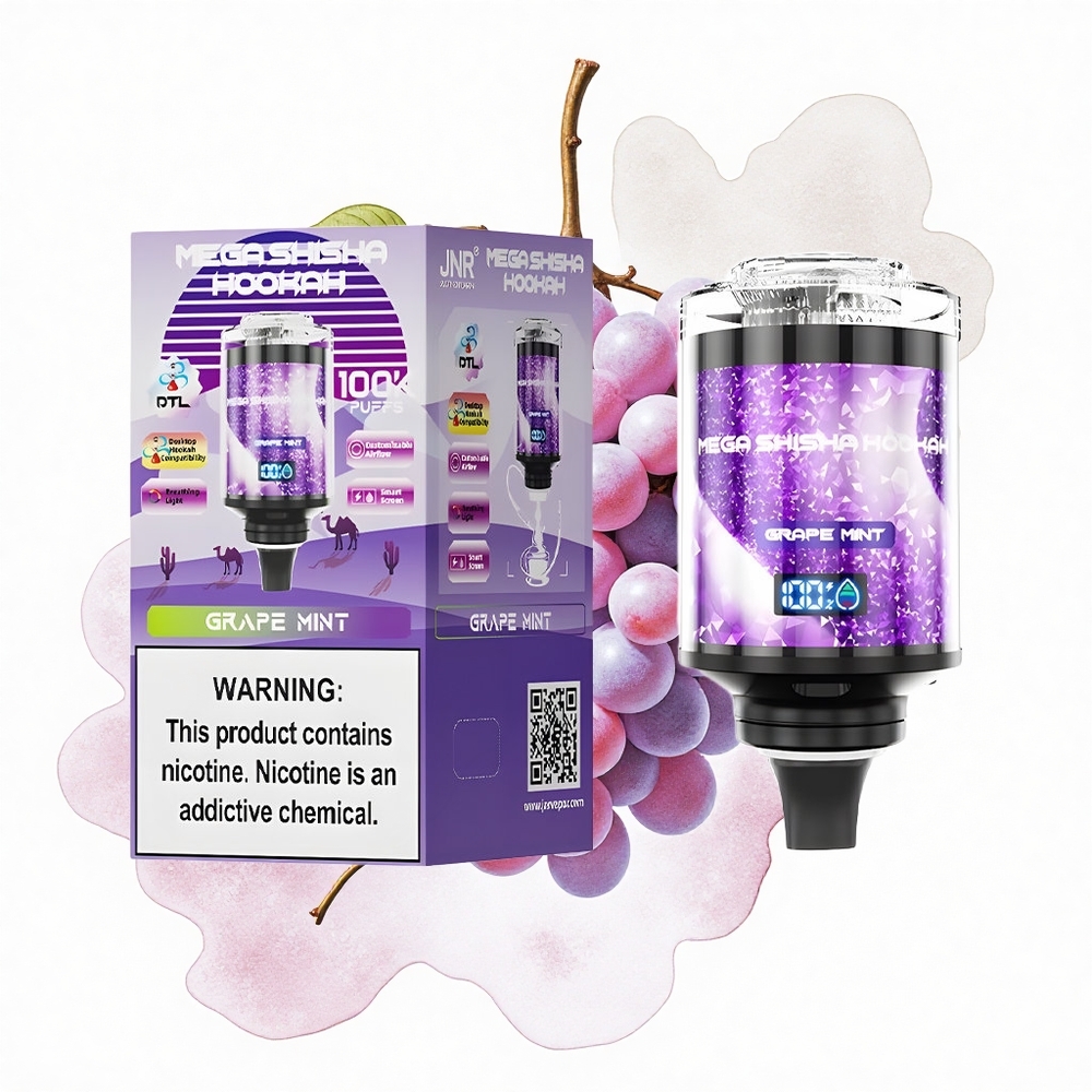 JNR Mega Shisha Hookah 100K Menta Uva Pantalla Inteligente 2200mAh