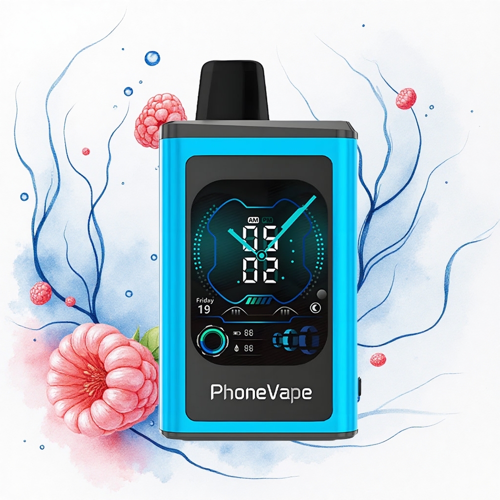 JNR PhoneVape 30000 Helado Frambuesa Azul con Batería Recargable y Pantalla Completa