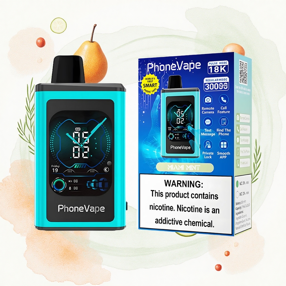 JNR PhoneVape 30000 Miami Menta Turbo Pantalla Completa