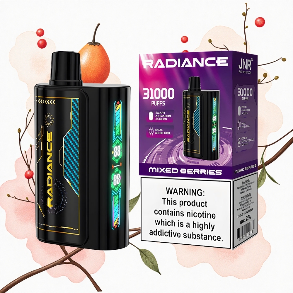 JNR Radiance 31000 Bayas Mixtas con Pantalla Animada Inteligente y Batería Recargable
