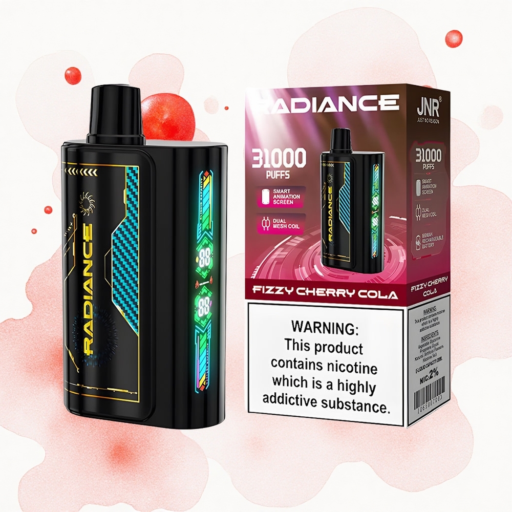 JNR Radiance 31000 Cola Cereza Efervescente con Pantalla Animada y Batería Recargable