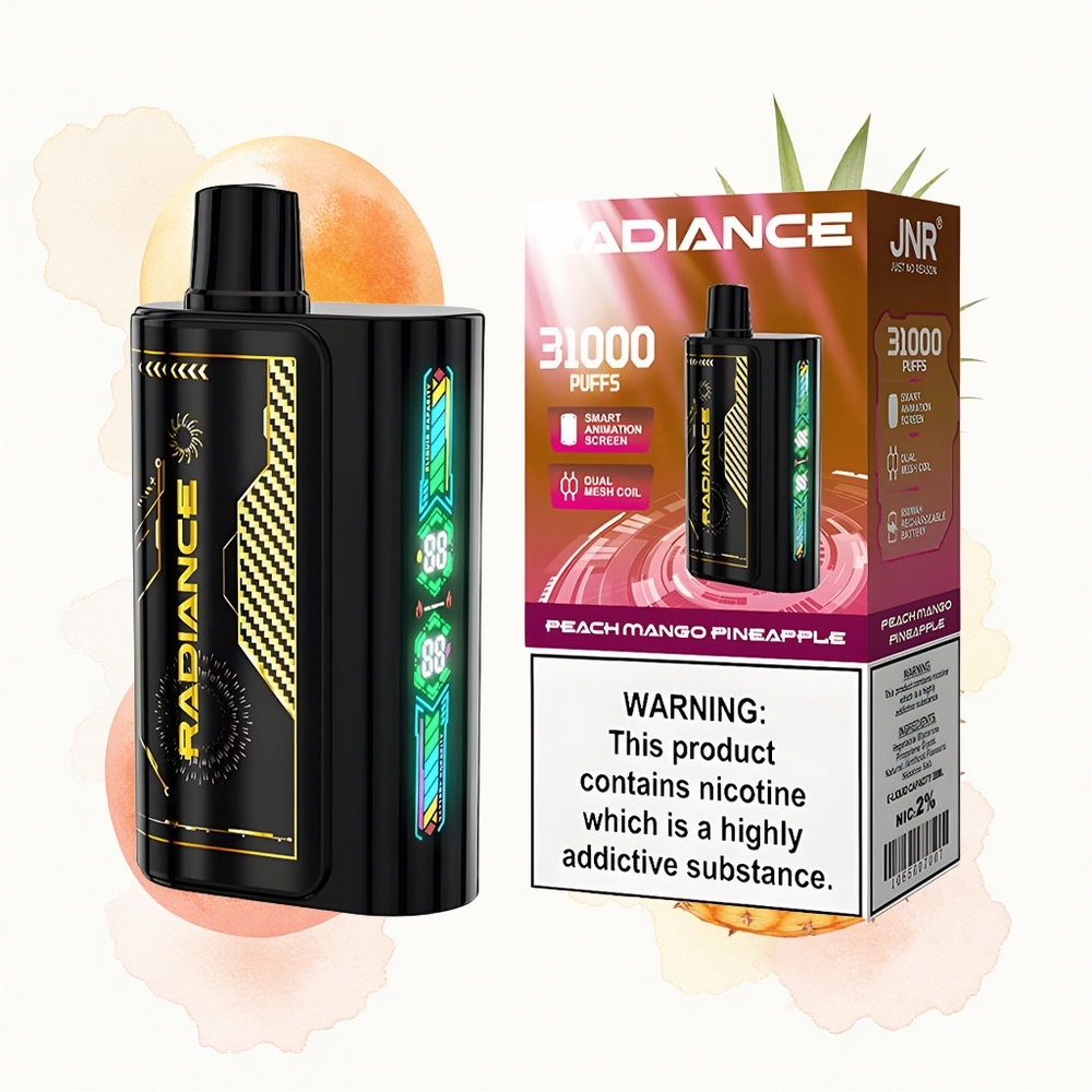 JNR Radiance 31000 Durazno Mango Piña con Pantalla Inteligente y Batería Recargable