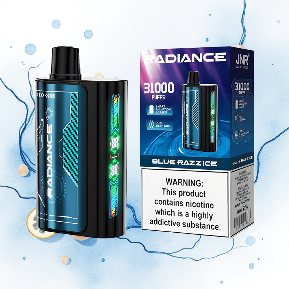 JNR Radiance 31000 Helado Azul Ácido con Pantalla Inteligente y Doble Malla Recargable