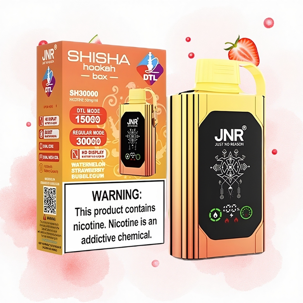 JNR Shisha Hookah Box 20500 Chicle de Sandía y Fresa con Dual Mesh Coil y Carga Rápida Type-C
