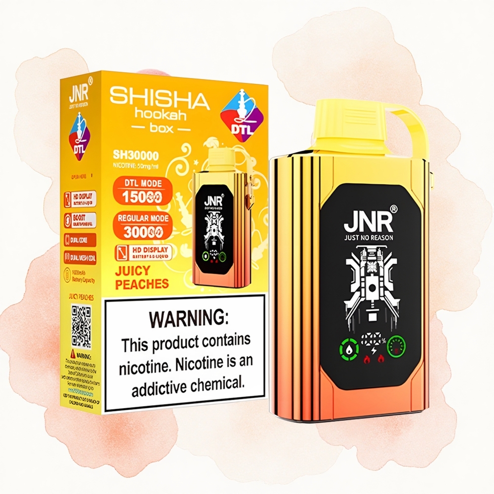 JNR Shisha Hookah Box 20500 Duraznos Jugosos HD Doble Malla Carga Rápida
