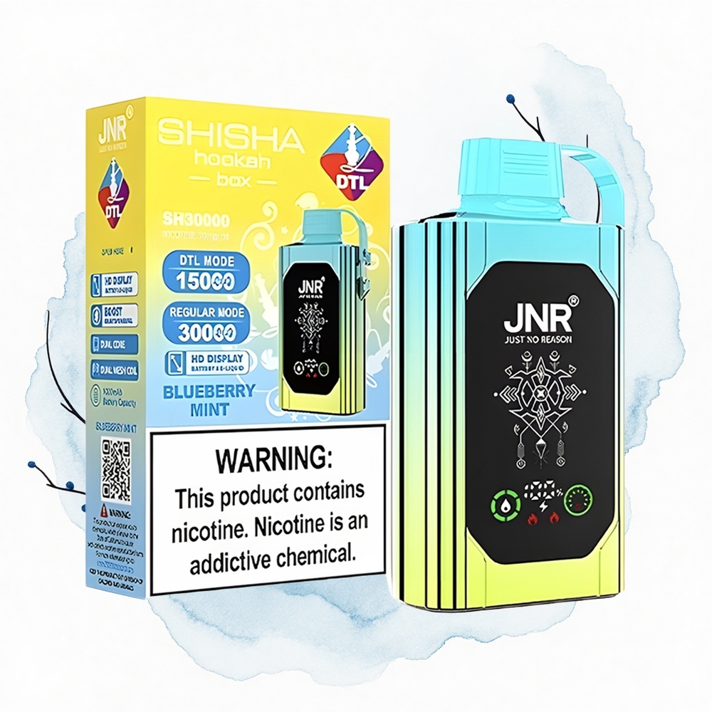 JNR Shisha Hookah Box 20500 Menta Arándano HD Dual Mesh Carga Rápida