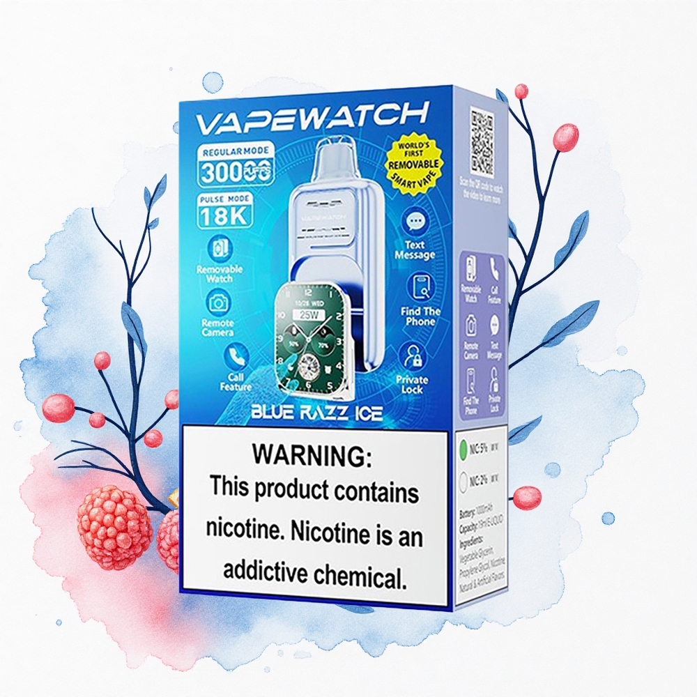 JNR VapeWatch 30000 Hielo de Frambuesa Azul Doble Malla 19mL Tipo-C