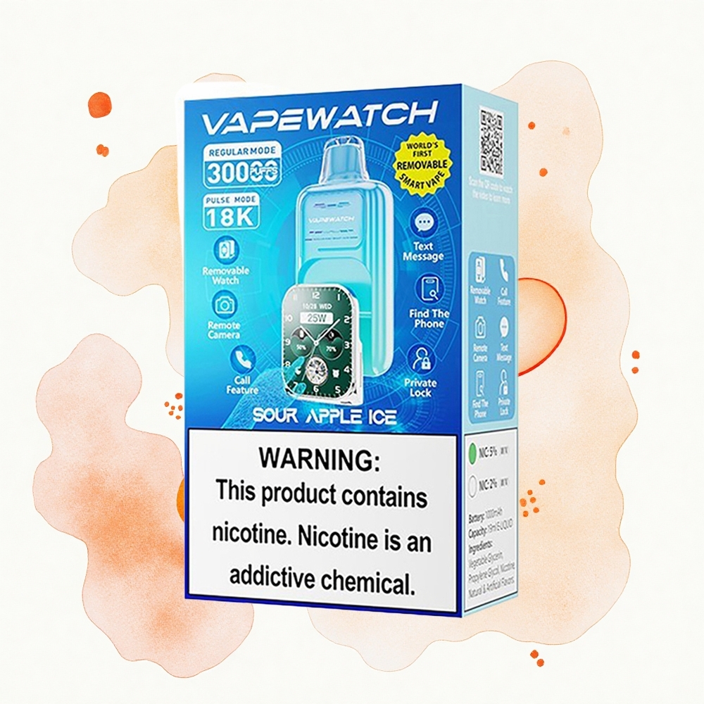 JNR VapeWatch 30000 Manzana Ácida Helada con Doble Malla y Carga Rápida